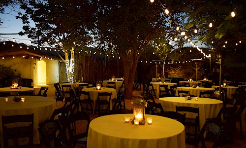 The outdoor venue makes a wonderful dinner under the stars.